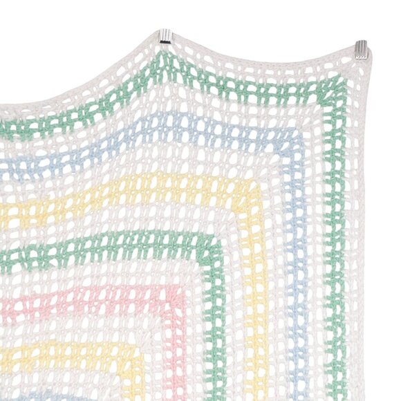 Handmade Pastel Crochet Blanket Throw Baby Nursery Colorful Classic Open Knit - Picture 2 of 5